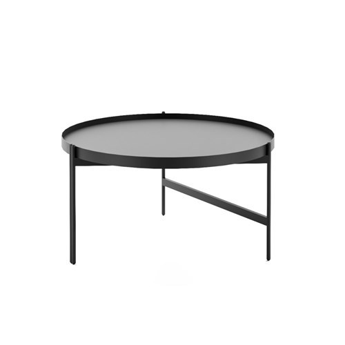 NIDO ROUND COFFEE TABLE 800Dx435mmH Black Top Black Base